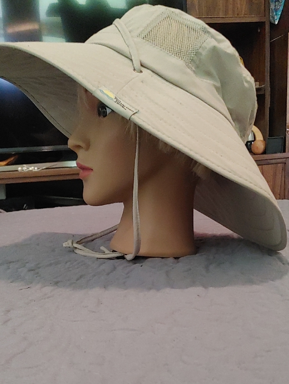 ✅$10 Add On Sun Protection Zone Wide Brim Sun Hat with Chin Cord - Beige